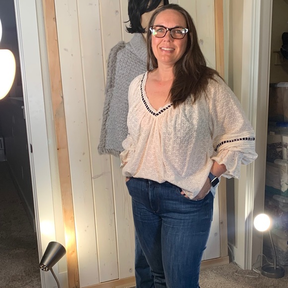 Free People Darcy Eyelet Blouse Ivory - Picture 8 of 8